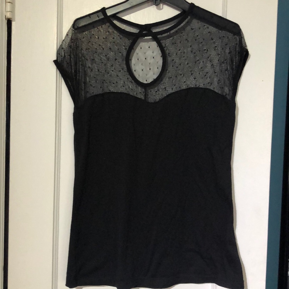 Black illusion neck top XL